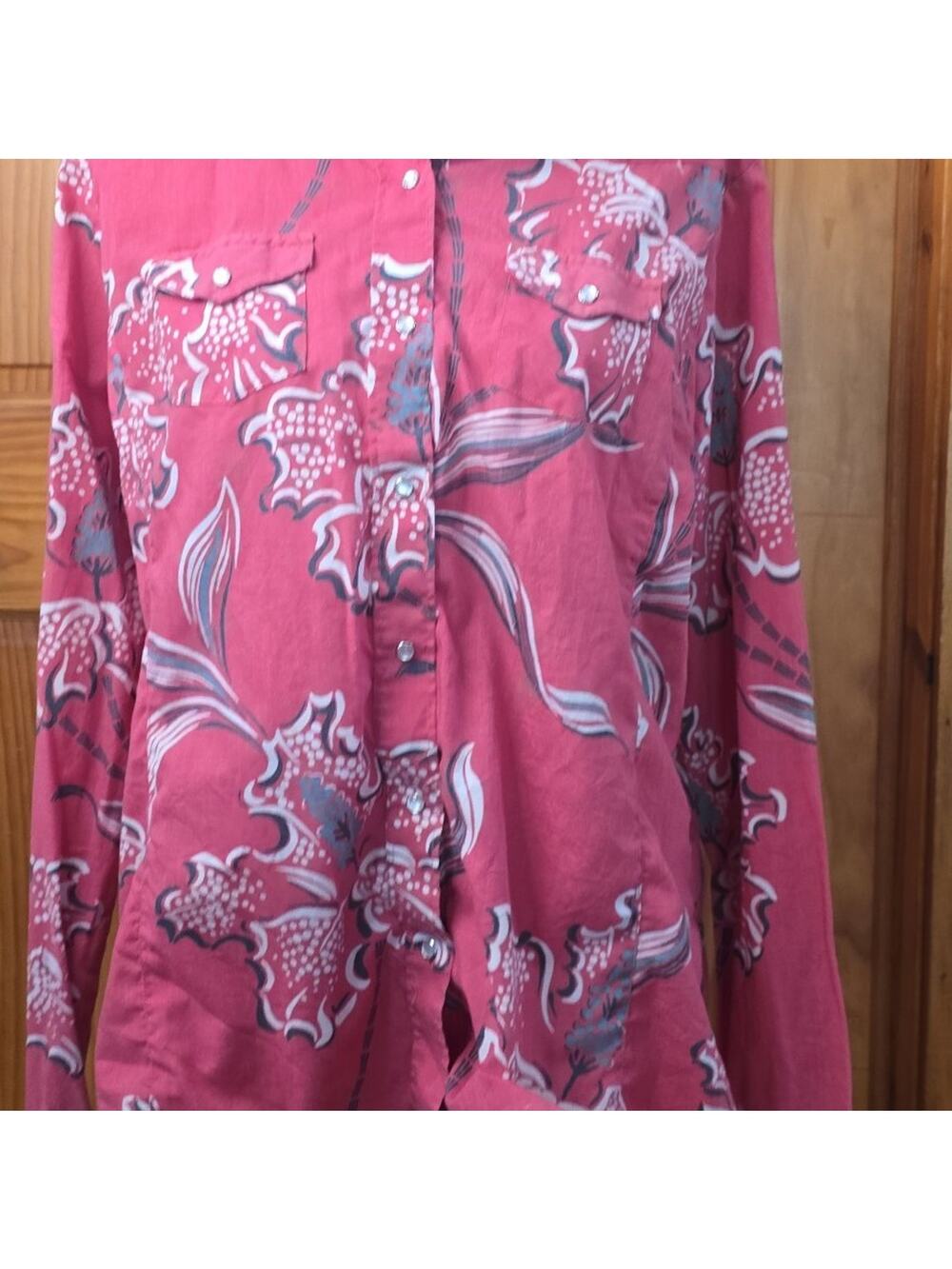 Western Aloha Big Island Hawaii pearl snap button down shirt XXL